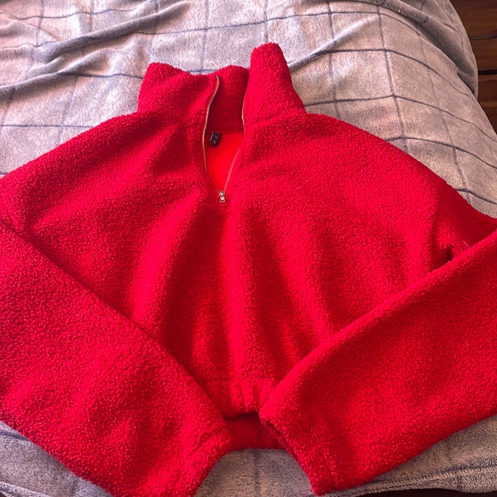 Red colored cropped jacket